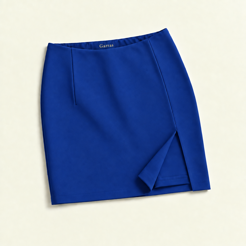 Falda short azulino tela loma premium casi lisa