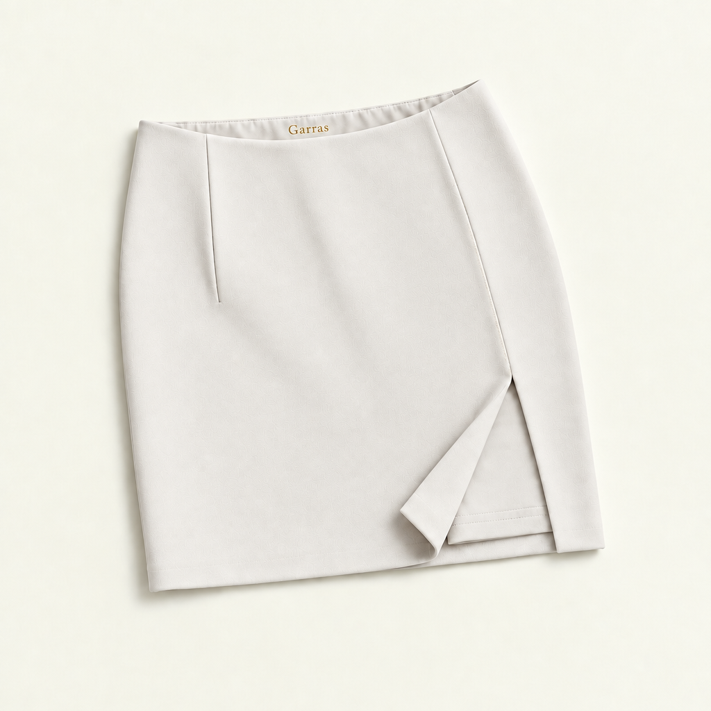 Falda short perla tela loma premium casi lisa